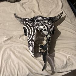 Bison/Buffalo Skull, Gothic Noir Hand Decorated