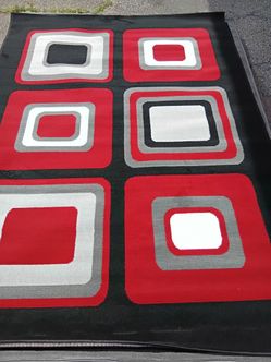 Red,Black, Gray and White Area Rug