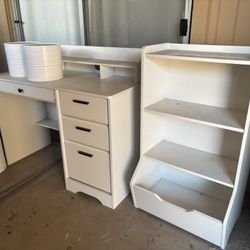 White Desk And Storage Unit $60