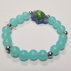 Blue Beaded braclet with Porcelain Turtle