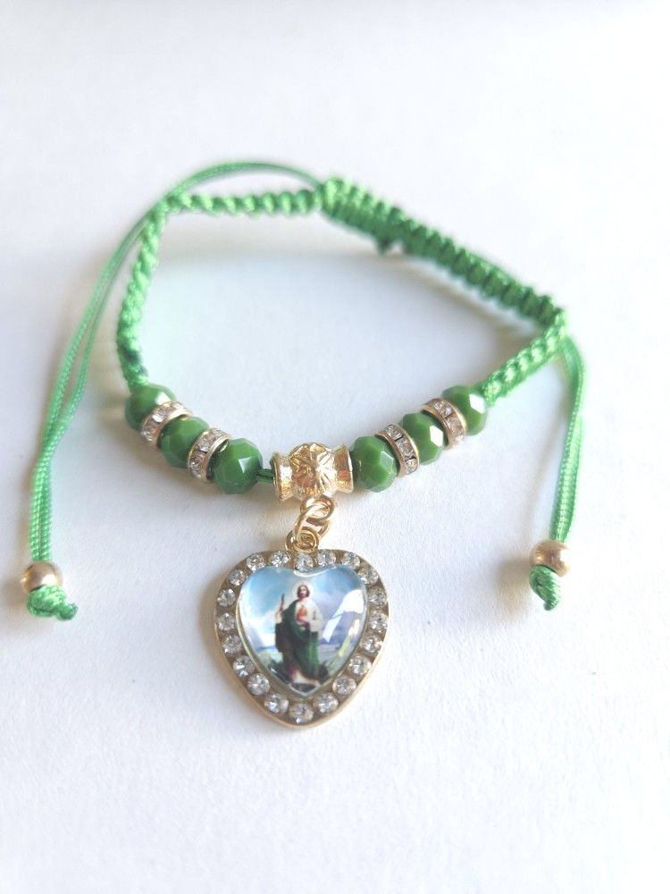 San Judas Pulsera Adjustable Beaded Thread String Bracelet 