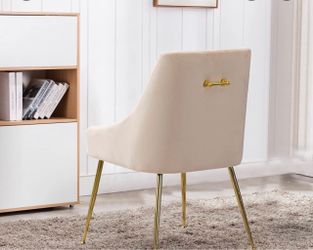 Cream Velvet Accent Chair with Gold Legs