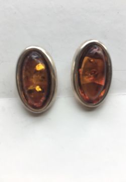 Sterling silver amber clip earrings