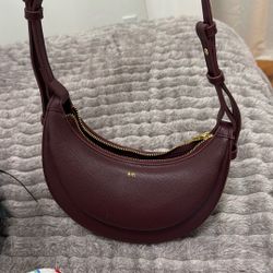 Leather Shoulder Bag Burgundy 