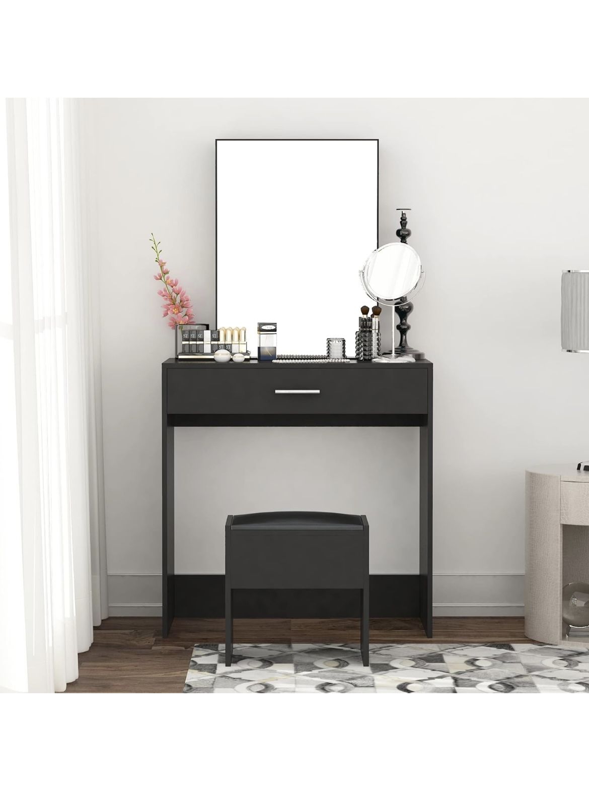 Black Makeup Vanity Desk