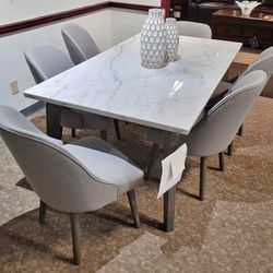 Marble Table  6 feet Long 6  Chairs In Stock 