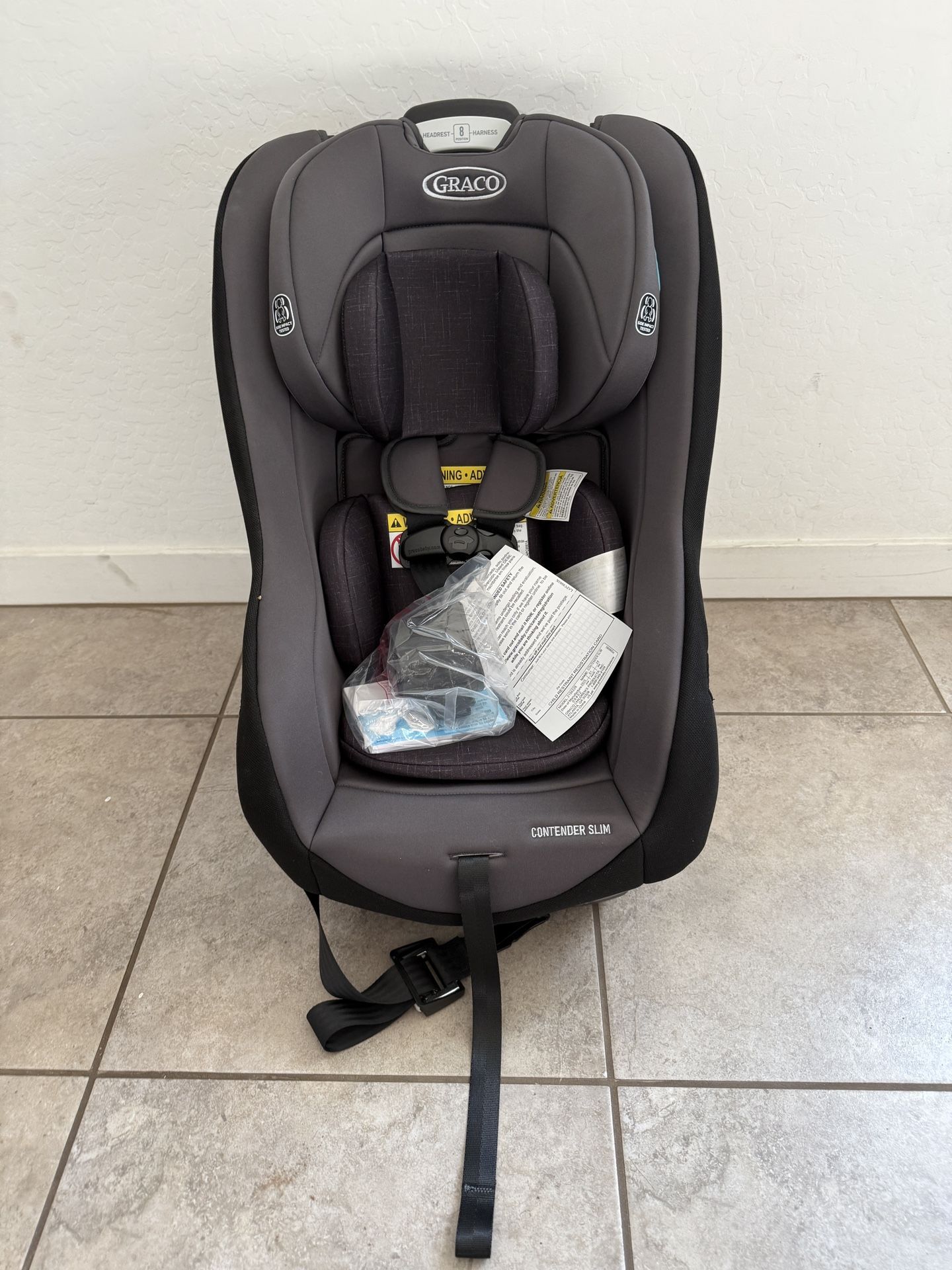 Graco Contender Slim Convertible Car Seat, West Point, Lightweight Travel Car Seat with Compact, Space-Saving Design, Rear-Facing 5–40 lbs, Forward-Fa