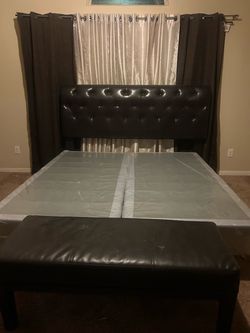 Sale!! Bed headboard, box spring with bench
