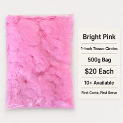 Bright Pink 1-Inch Tissue Circle Confetti - 500g Bag