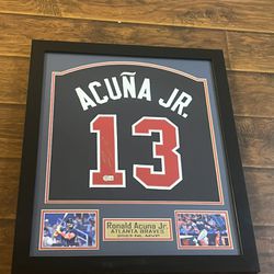 Ronald Acuna Jr. Signed Jersey Framed Beckett