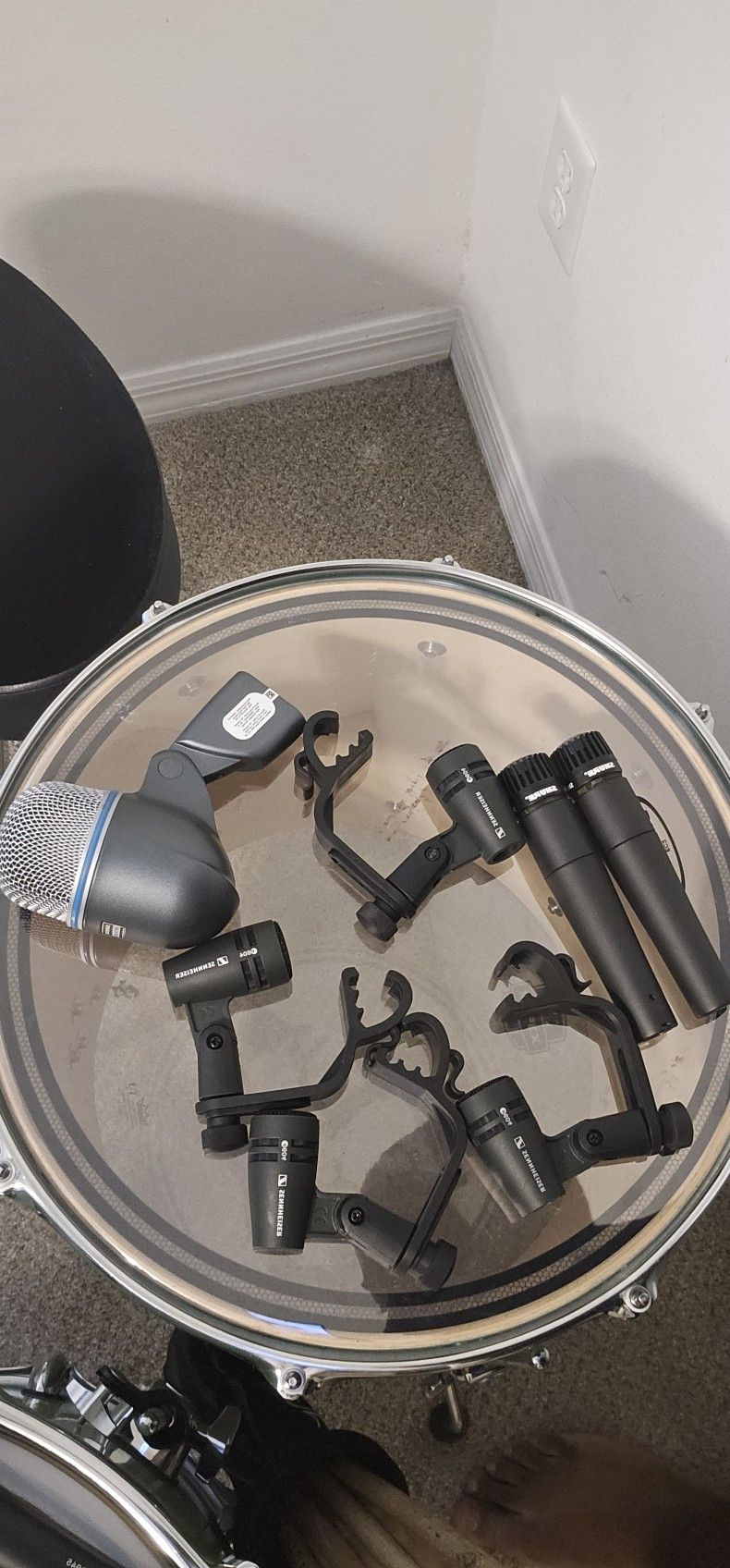 Drum Set, Senhiser ,mics ,sure Mics