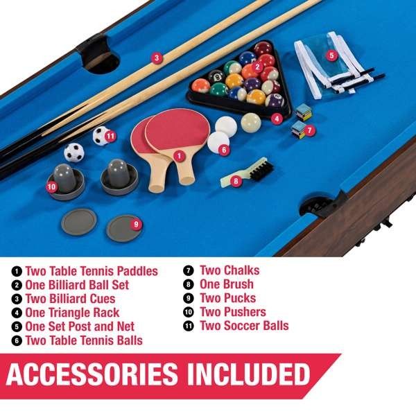 New in Box MD Sports 54″ 4-in-1 Combo Game Table