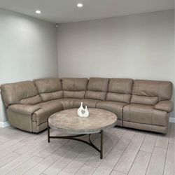 Brown Leather Recliner Sectional 