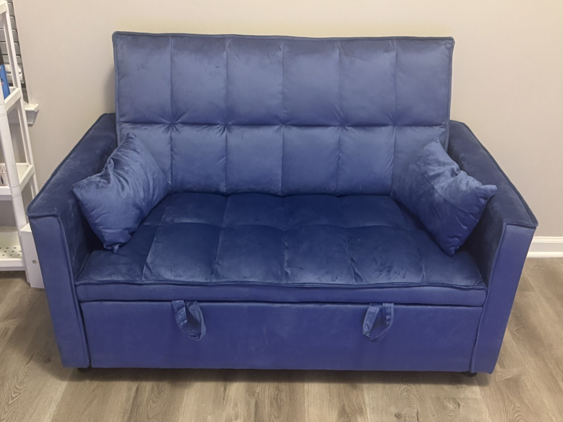 Blue Velvet Sofa Pull Out Couch