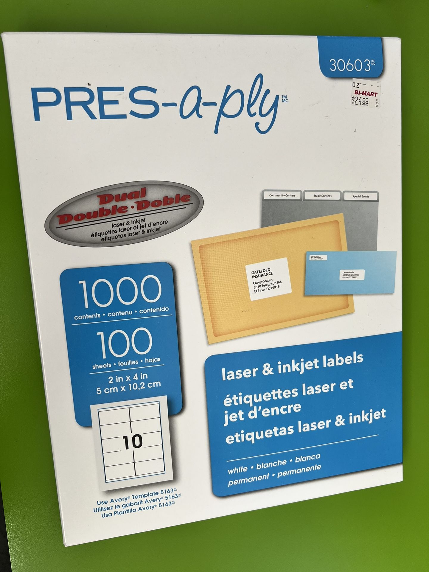 2”x4” Labels For Printer Press Apply 1000 Stickers 