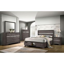 Brand New Grey 4pc Queen Bedroom Set (Available In Eastern King)