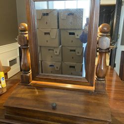 Gentleman’s dresser, top tilt shaving mirror