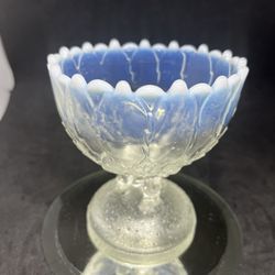 Antique 1906 Northwood Hilltop Vines Clear Blue White Opalescent Glass Candy 5”