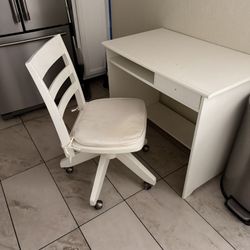 Wooden Swivel Chair And Desk Combo 