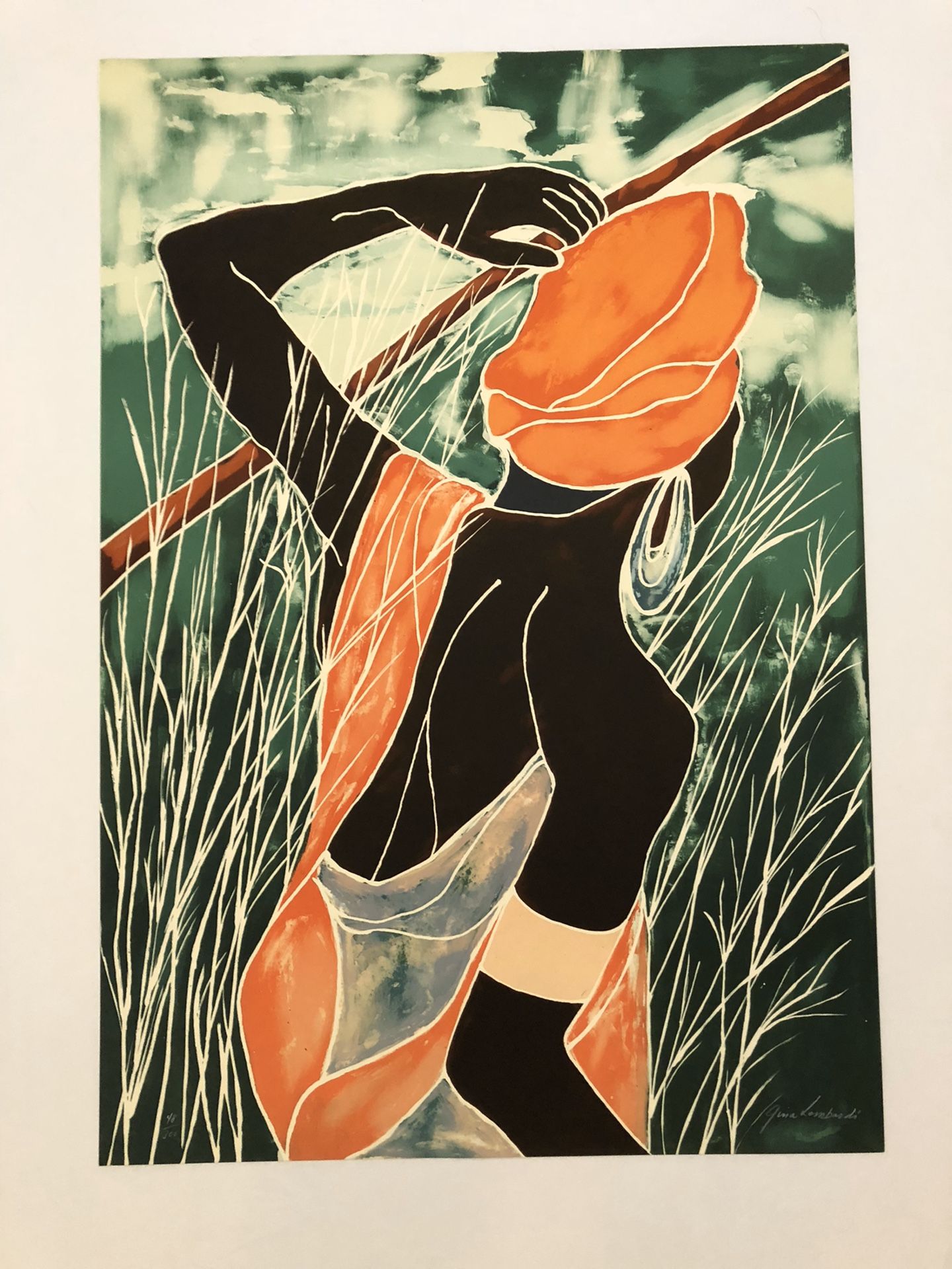 Gina Lombardi Bratter Artwork tribal women in field Signed and Numbered original