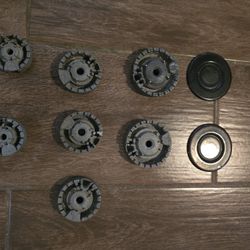 Gas Stove Top Part $10 Ea. (Kitchen Island)
7 circle, gray, burners. And 2 cover burners.
3 BURNER BASE RANGE size: 2 3/4"
2 BURNER BASE RANGE size: 2