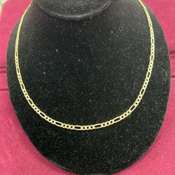 14K Gold Figaro Necklace Length 24 ; 8.8 Grams
