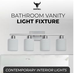 New-Modern Bathroom Vanity Light, Milky White Glass Shades, Wall Sconce for Bedroom & Living Room, E26 Socket, Over Mirror Lighting Fixture (Brushed N