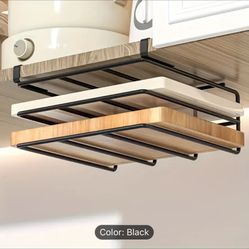 Kitchen Hook Rack with Cutting Board, Lid and Cabinet Door Hook, Easily Organize Kitchen Tools and Bathroom Supplies