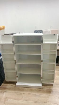 47'' Kitchen Pantry Cabinet, 5-Layer Storage Cupboard, White Adjustable Shelves, for Organizing and Storing Food Items, Versatile Buffet Sideboard, fo
