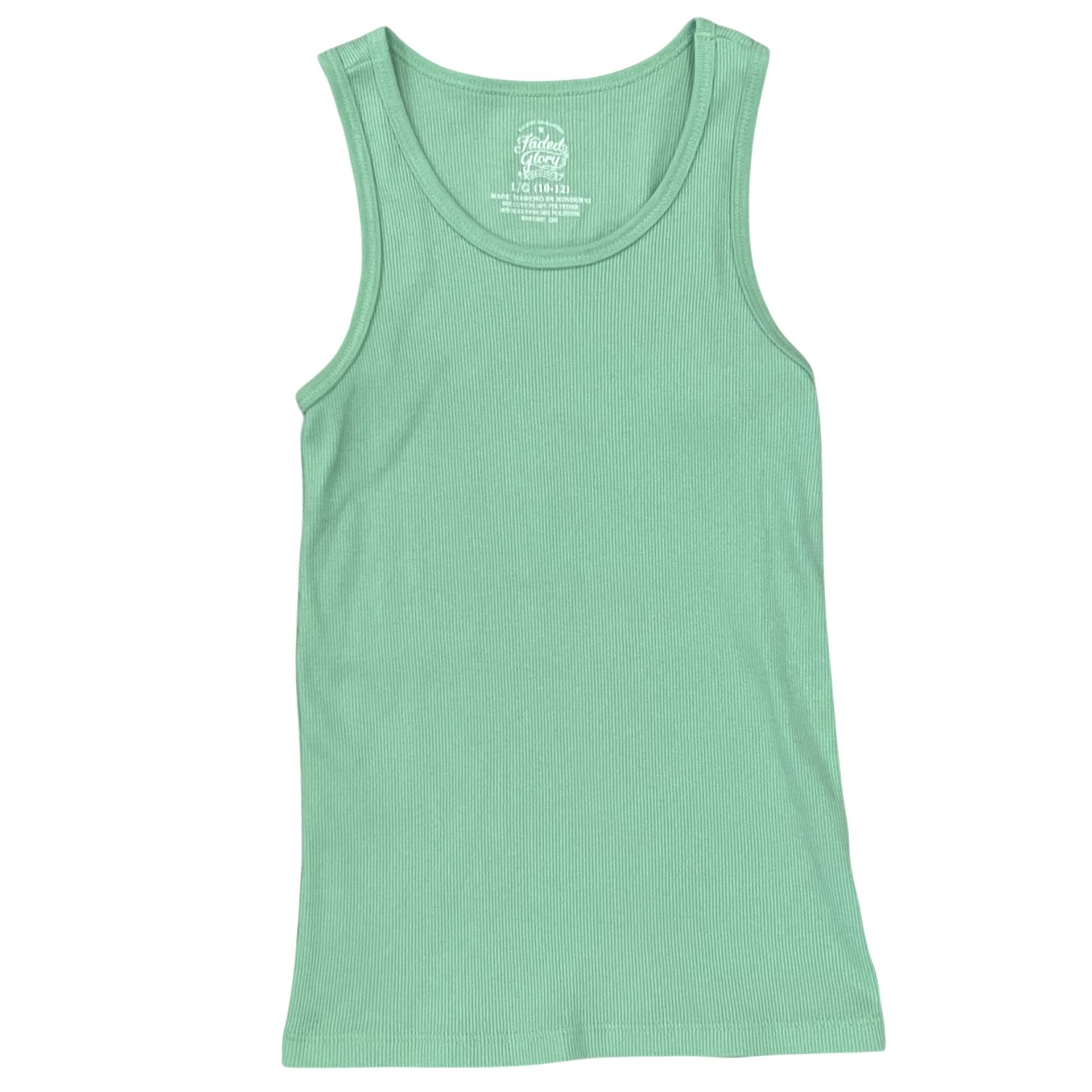 Faded Glory Girls Large 10-12 Ribbed Tank Top Green Mint