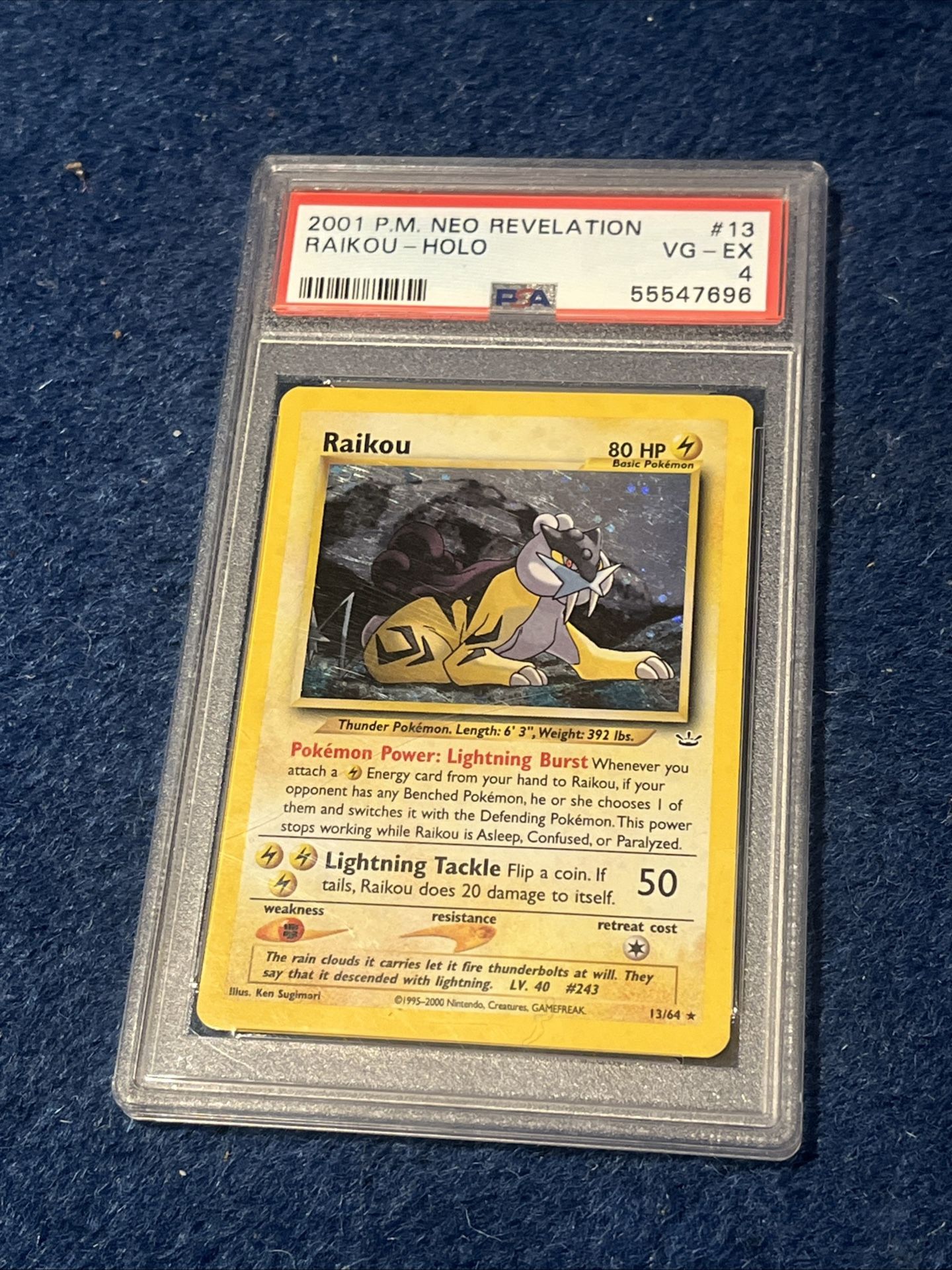 2001 POKEMON NEO REVELATION #13 RAIKOU-HOLO PSA 4