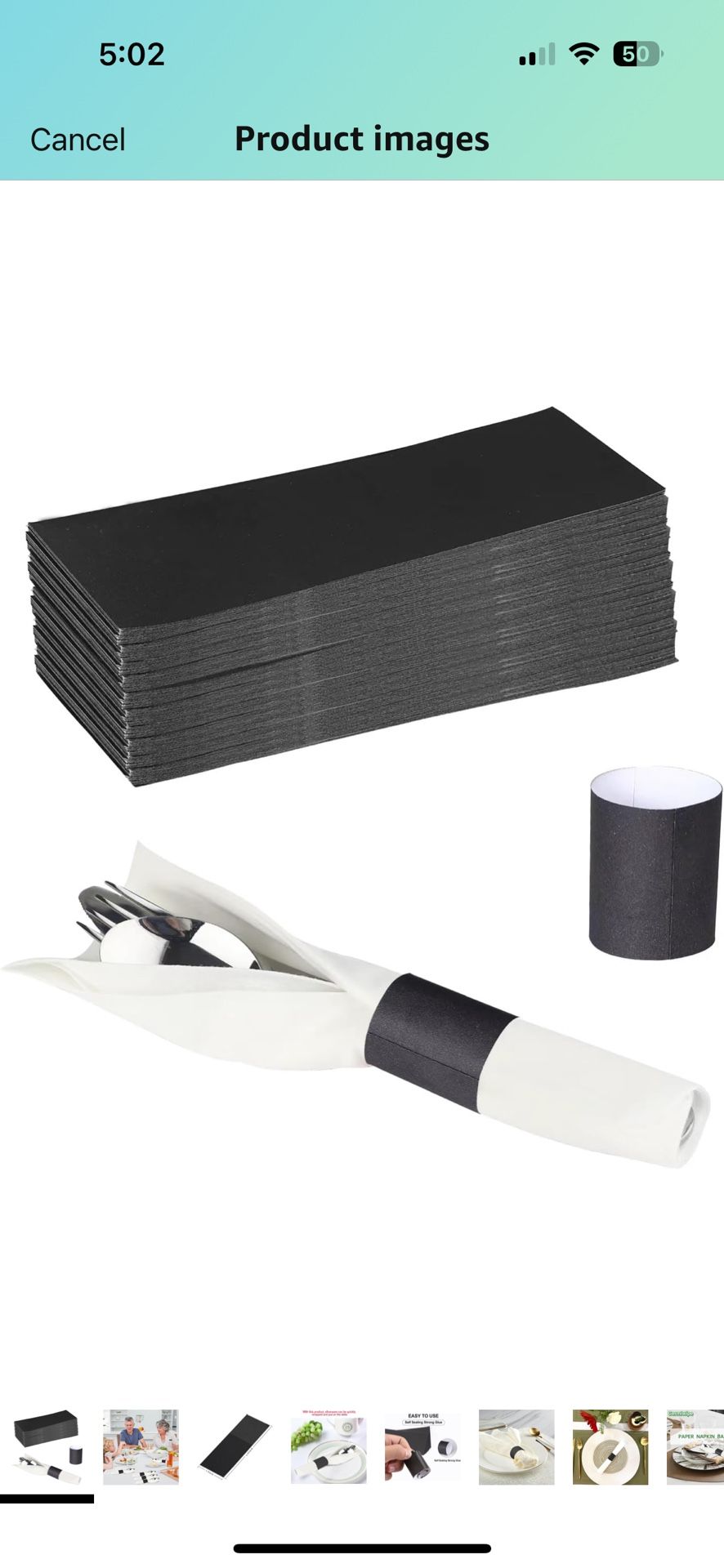 2500 Pcs Black Napkin Bands,Paper Napkin Rings Self-Adhesive,Silverware Wraps Bands, Perfect for Birthday Parties, Weddings, Family Reunion & Events
