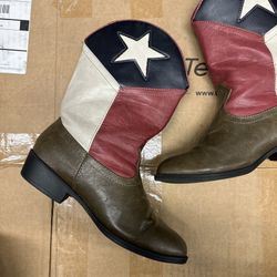 Lil' Durango Kids Boys Brown Texas Flag Pull-On Cowboy Boots Kids Size 4
