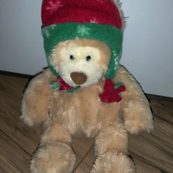 Gund Snowdrop Light Brown Teddy Bear With Christmas Beanie 10"in