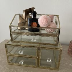 Gold Makeup Vanity Organizer