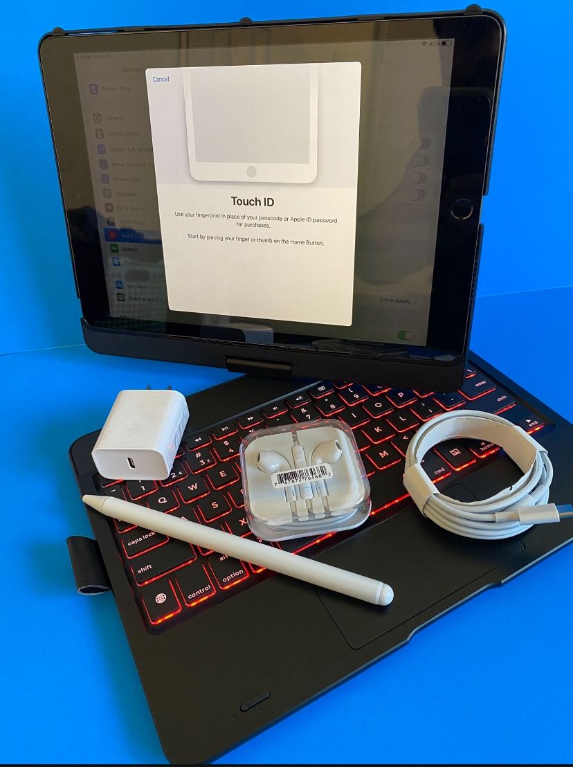 Apple IPad 9th Generation (10.2” Retina /Touch ID /IOS 17/ 2021 Model) 64GB with Pen, Keyboard & Accessories