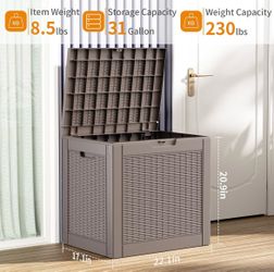 31-Gallon Indoor/Outdoor Storage Deck Box – Waterproof Resin Organizer