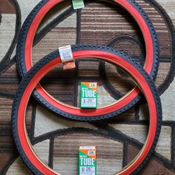 NEW Bicycle Bmx Cruiser Tires 26" Red Wall