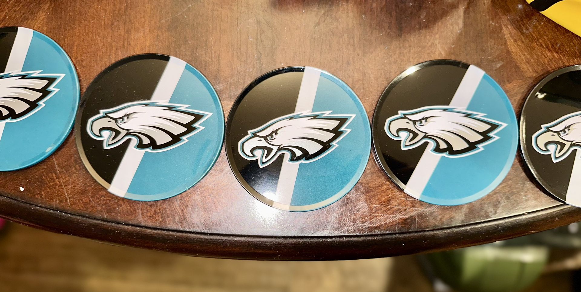 Philadelphia Eagles NFL Round Metal/Cork Coasters by Encore W/Tin Set of 5