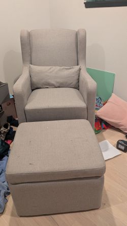 Glider and ottoman with storage