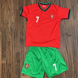 Portugal Ronaldo #7 Soccer Jersey & Shorts Set — Kids 10–11 Years