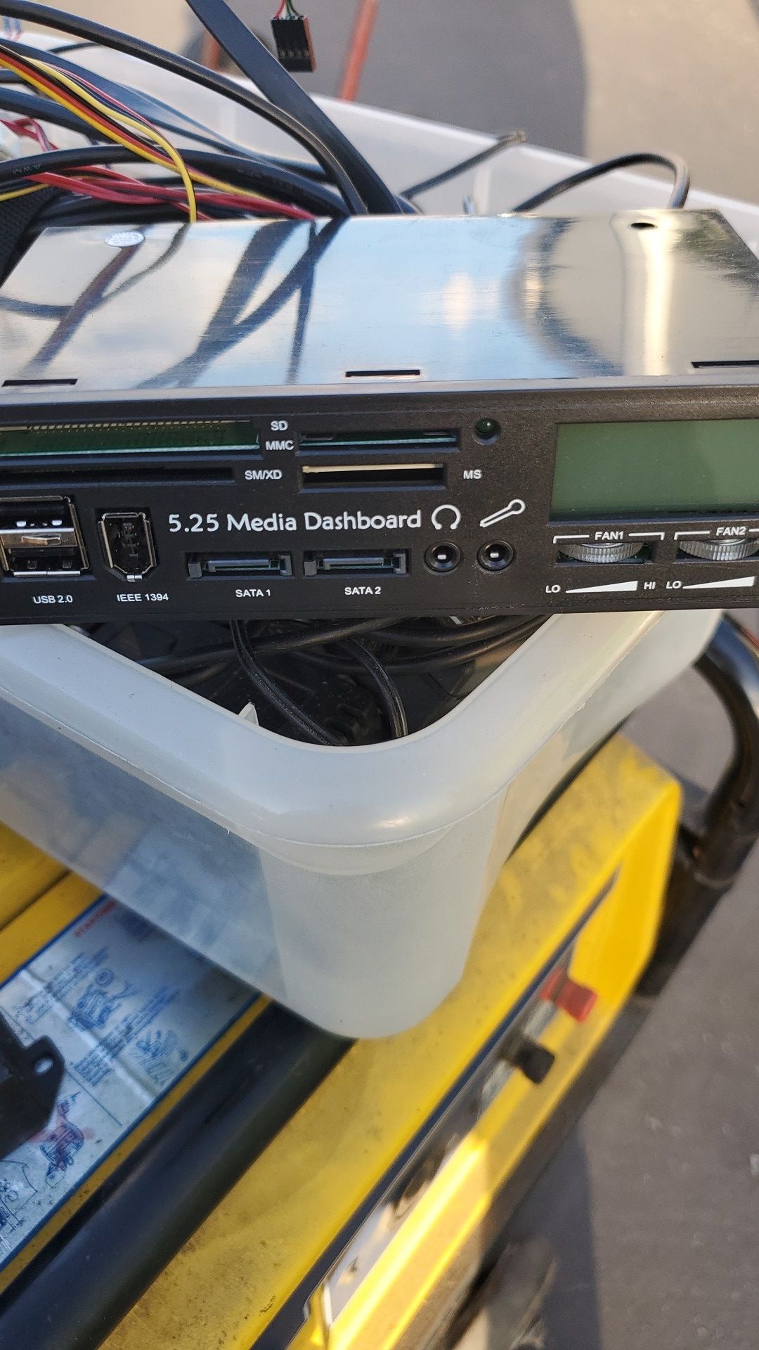 Computer parts it's a m .25 media dashboard and has fan speeds earphones hook up mic hook up