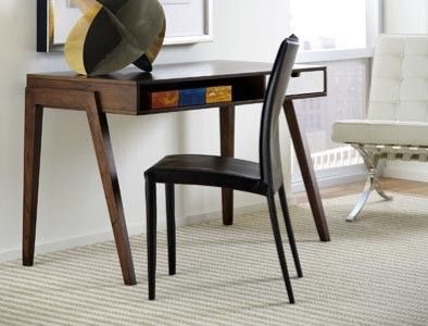 Pair Of Dark Brown Leather Glide Kitchen Dining Chairs