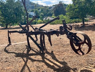 Antique Horse-Drawn Walking Cultivator – Original Farm Implement – Rustic Garden & Ranch Décor – $150