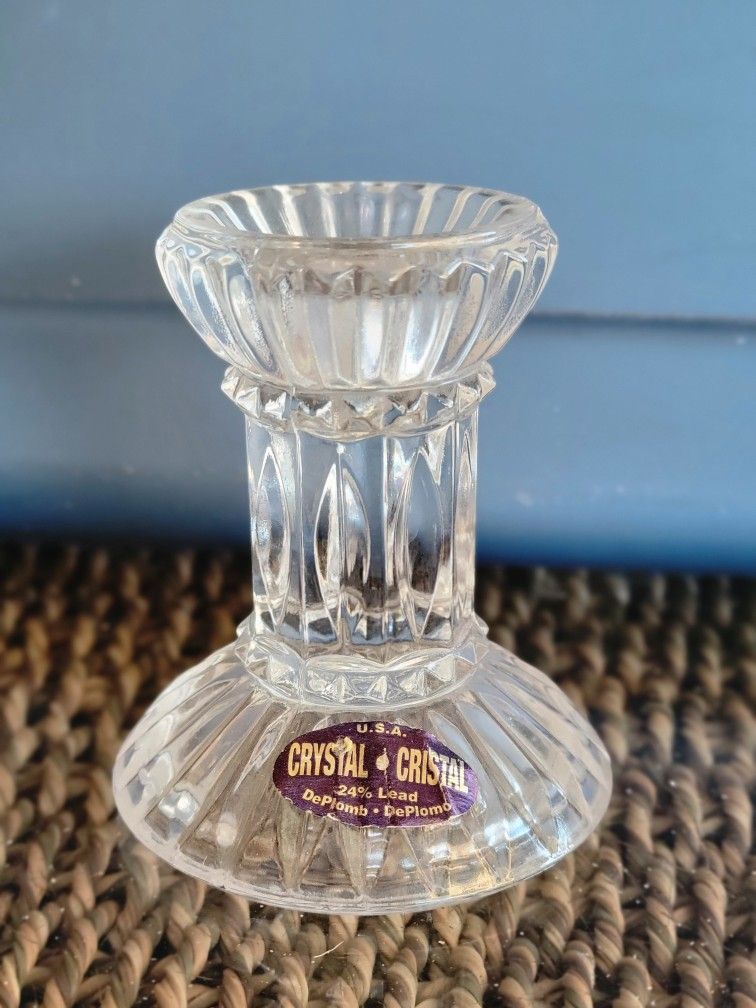 Vintage Crystal-Cristal ClearTapered Candle Holder