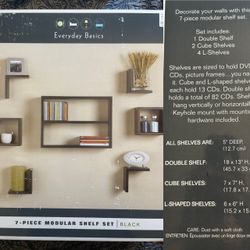 7 Piece Black Modular Shelf Set