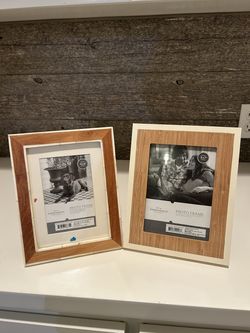 Set of 2 Wood Picture Frames Natural Bamboo White Farmhouse 4x6 & 5x7