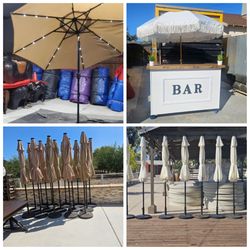 Sillas Chiavari, Sillas Crossback, sillas de jardin, mezas de madera, pistas de baile,carpas, sombrillas, manteles, centros de mezas