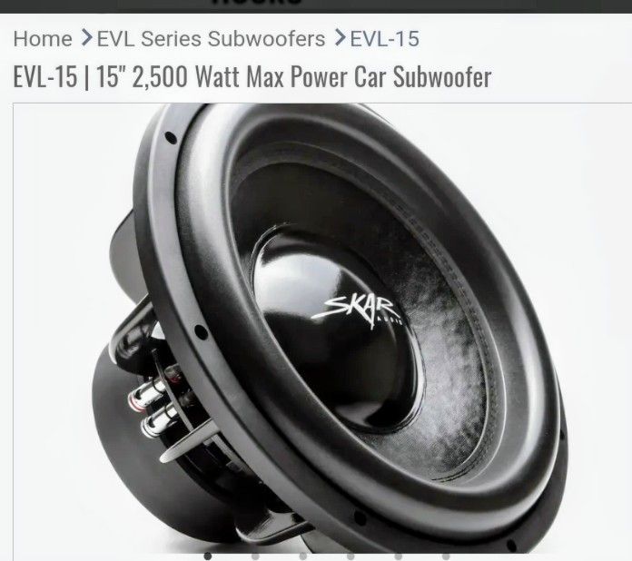 15 In Skar Subwoofers Evl D2 Brand New