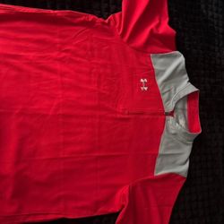 Under Armour Red 1/4 Zip Baseball Style Quarter Zip